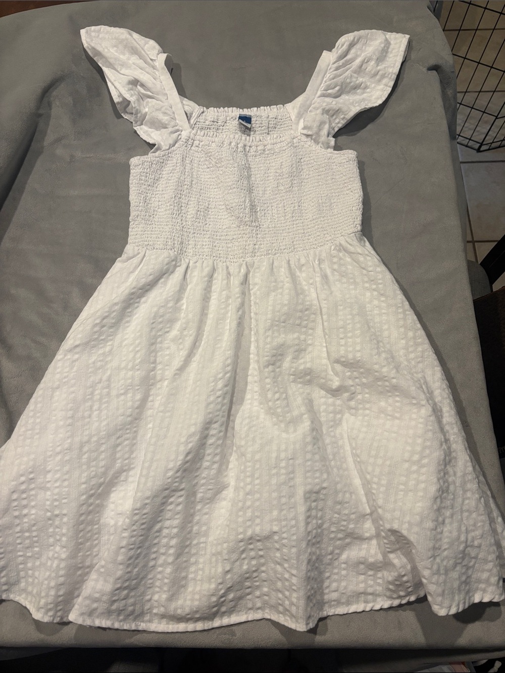 Old Navy White Smocked Flutter Mini Dress
